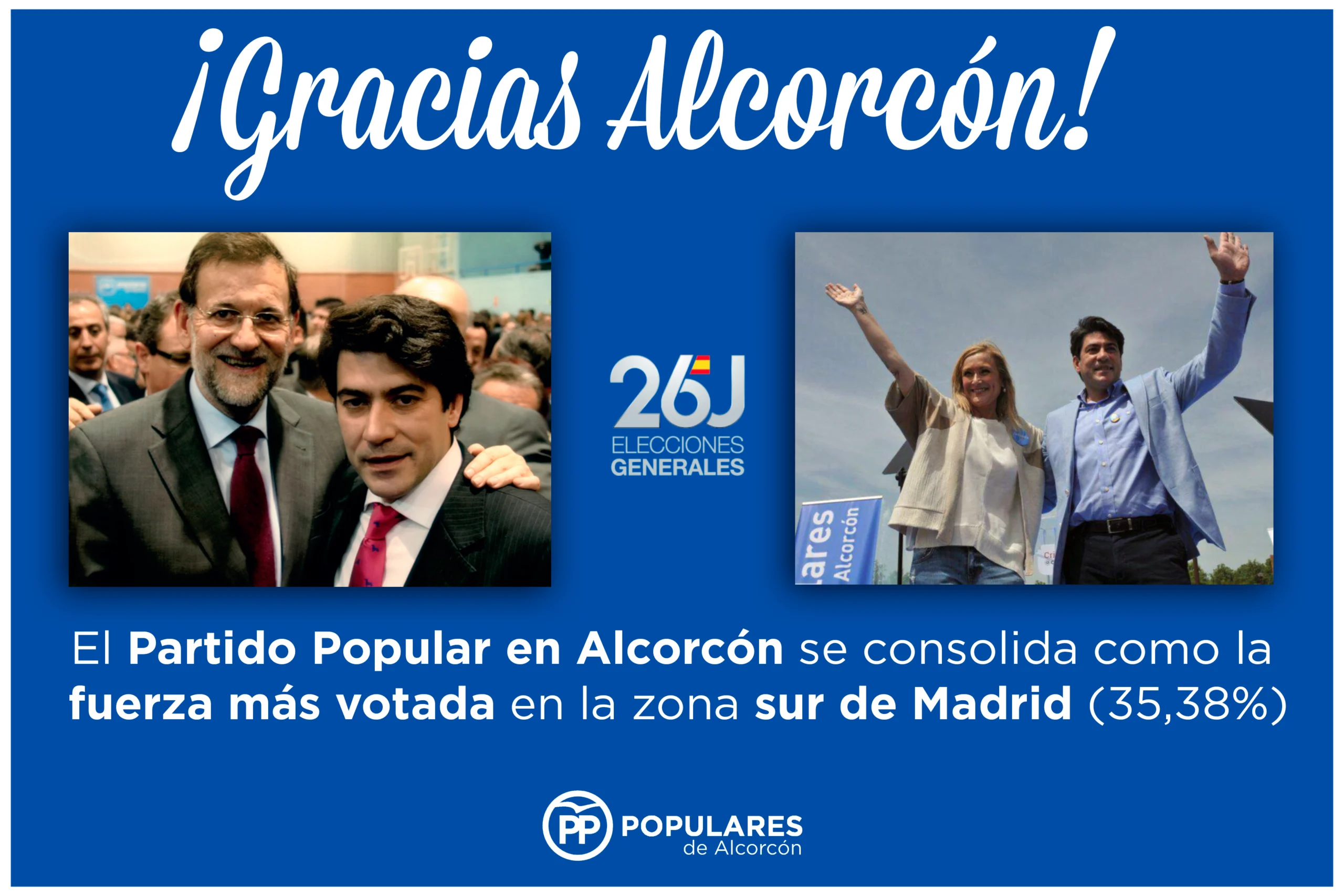 El PP gana en el 99% de los barrios y en el 85% de las mesas electorales de Alcorcón