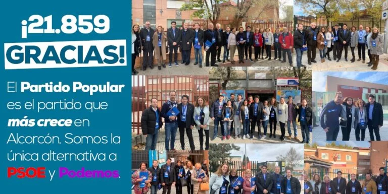 EL PARTIDO POPULAR DE ALCORCÓN ES EL QUE MÁS CRECE EN LAS ELECCIONES DEL 10N