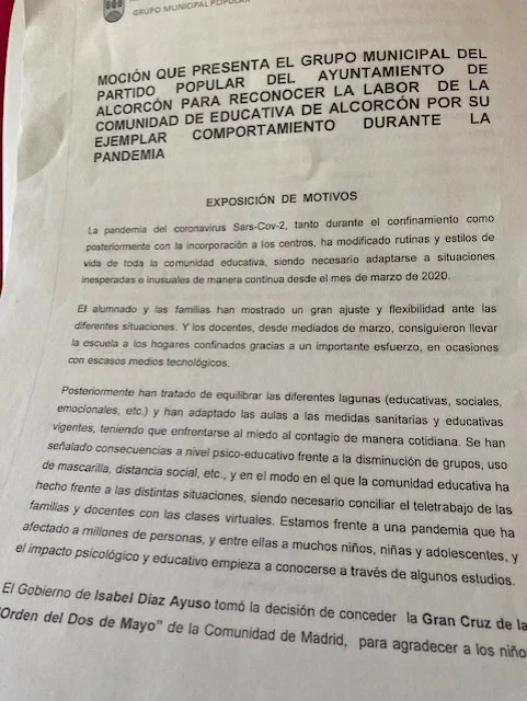 El PP de Alcorcón propone a la comunidad  educativa para los premios “Ciudad de Alcorcón”