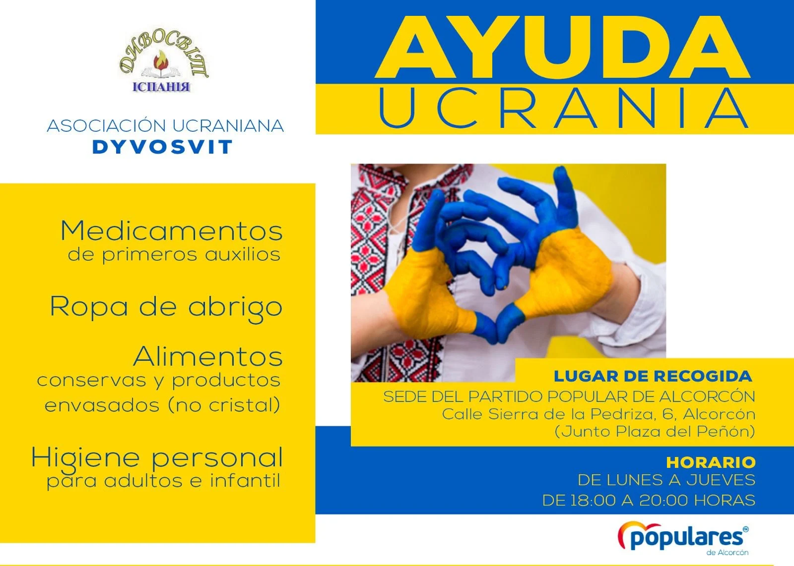 El Partido Popular de Alcorcón insta a la Alcaldesa a convocar una concentración silenciosa para condenar la invasión violenta de Ucrania por Rusia