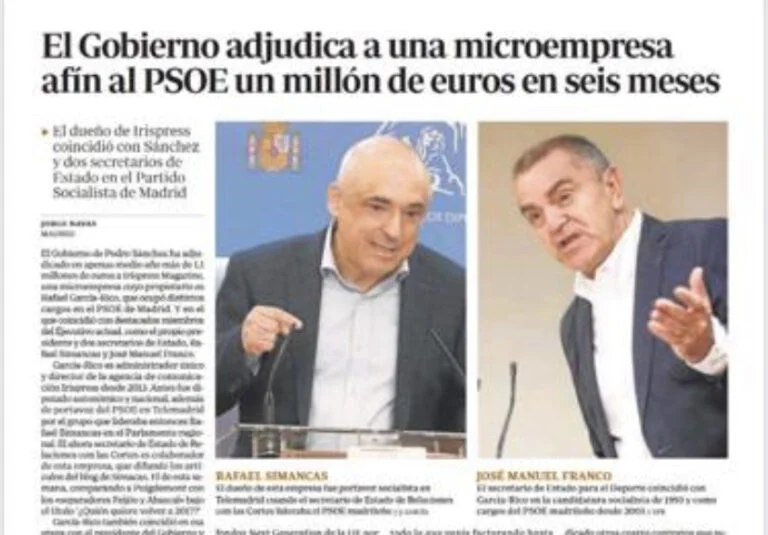 EL PARTIDO POPULAR DE ALCORCÓN PIDE UNA COMISIÓN DE INVESTIGACIÓN DE UNA MICROEMPRESA AFÍN AL PSOE, COMO INFORMA ABC, ADJUDICATARIA DE VARIOS CONTRATOS EN ALCORCÓN