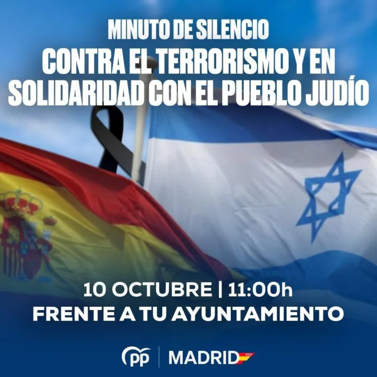 DÍAZ AYUSO MUESTRA LA “MÁXIMA REPULSA CONTRA EL TERRORISMO”: “TODOS A FAVOR DE LA LIBERTAD DE ISRAEL”