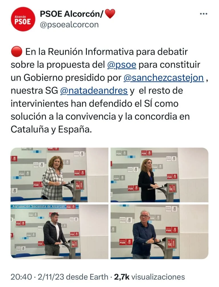 LA ALCALDESA DE ALCORCÓN A FAVOR DE LA AMNISTÍA EN CATALUÑA