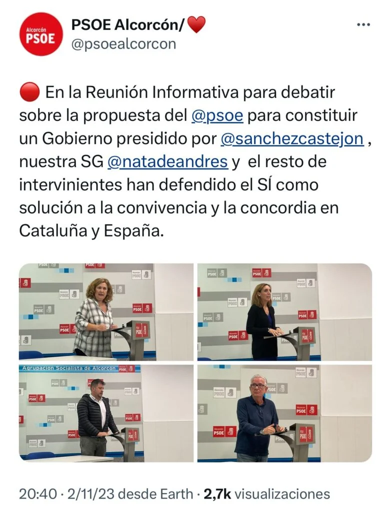 La Alcaldesa de Alcorcón a favor de la amnistía en Cataluña