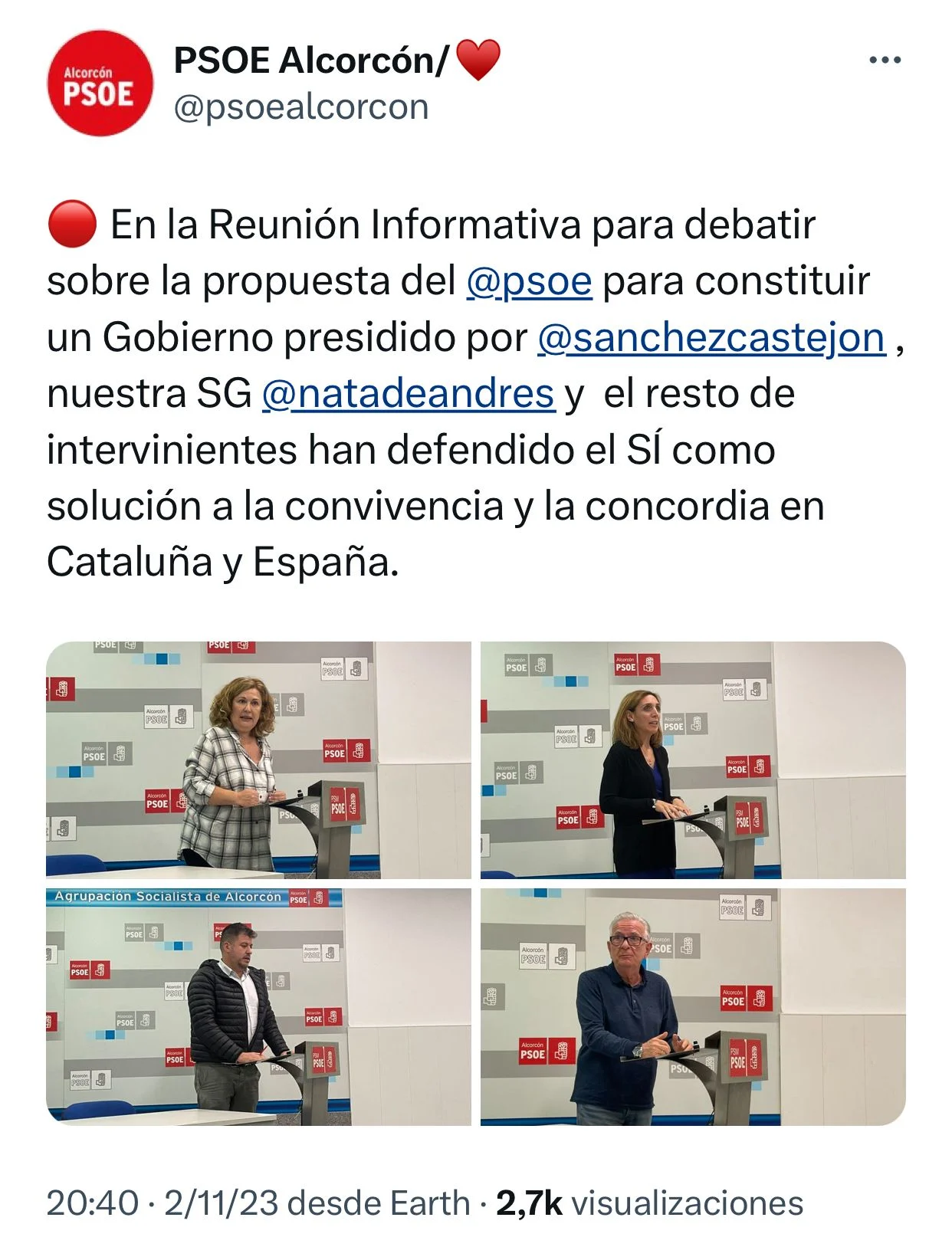 La Alcaldesa de Alcorcón a favor de la amnistía en Cataluña
