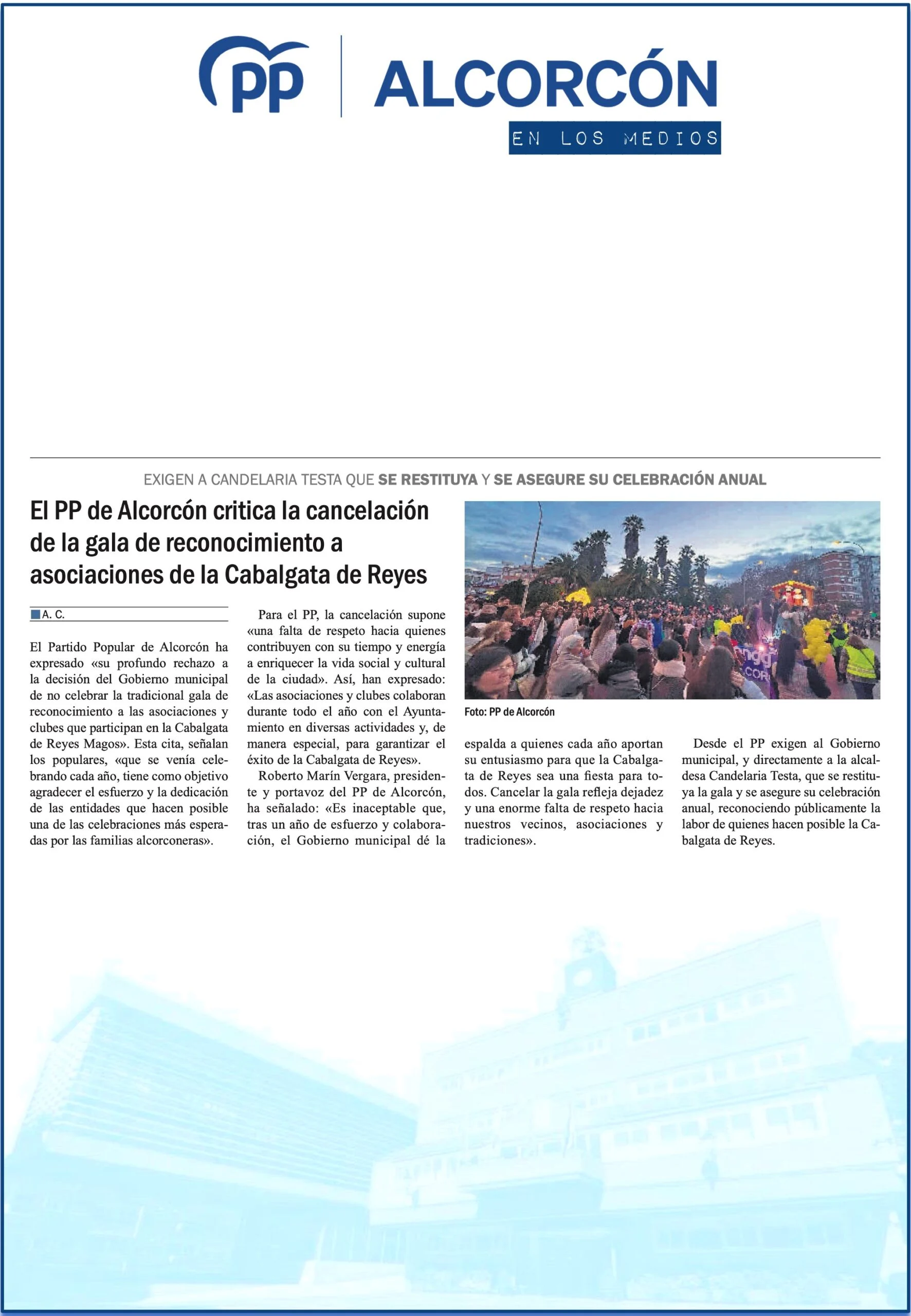 Aparicion en medios: Al Cabo de la Calle – 28 Enero 2026