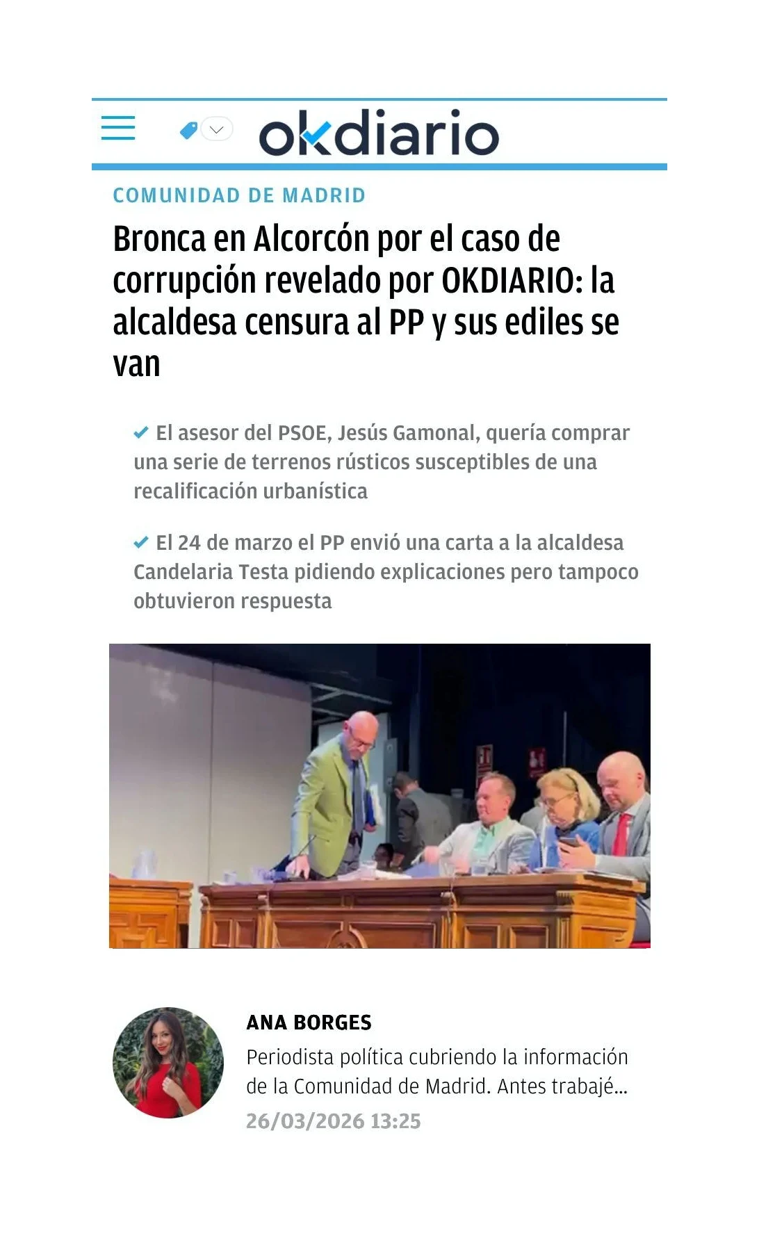 Aparicion en medios: Ok Diario – 26 Marzo 2026