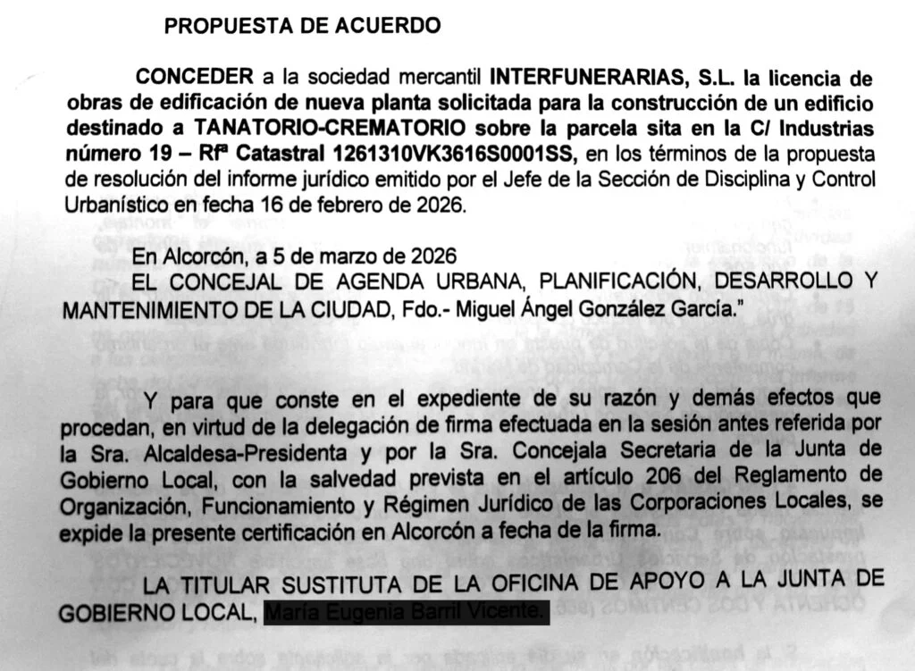 Comunicado del Partido Popular de Alcorcón en relación con el proyecto de Tanatorio-Crematorio en el Polígono Urtinsa
