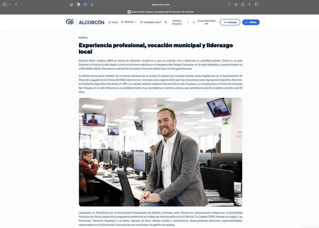 ROBERTO MARÍN VERGARA CONVIERTE LA NUEVA WEB DEL PP EN UNA HERRAMIENTA ÚTIL PARA LOS VECINOS: La nueva ppalcorcon.com permit…